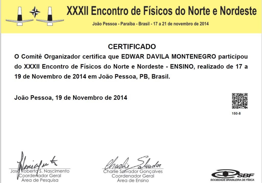 Participação no Encontro de Físicos do Norte e Nordeste