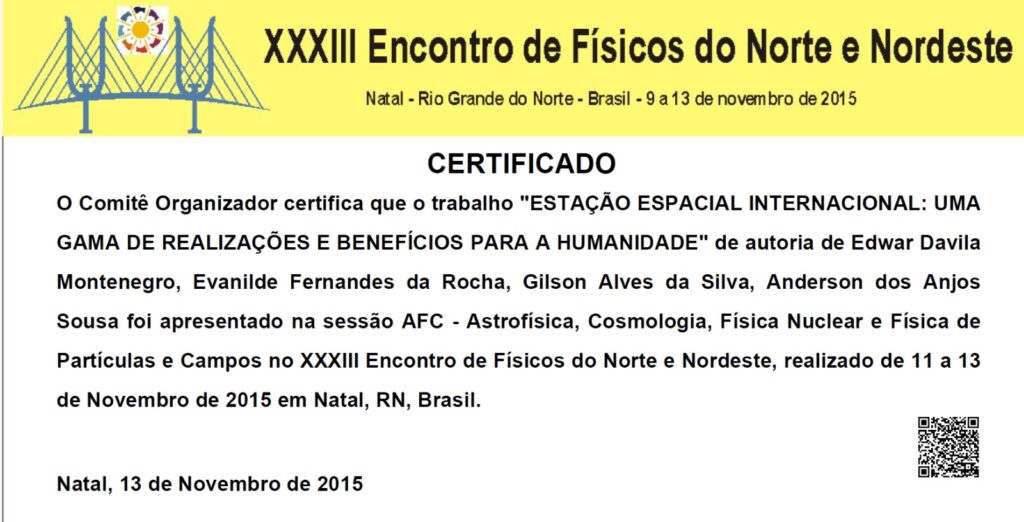 Apresentação sobre a Estação Espacial Internacional no EFNNE