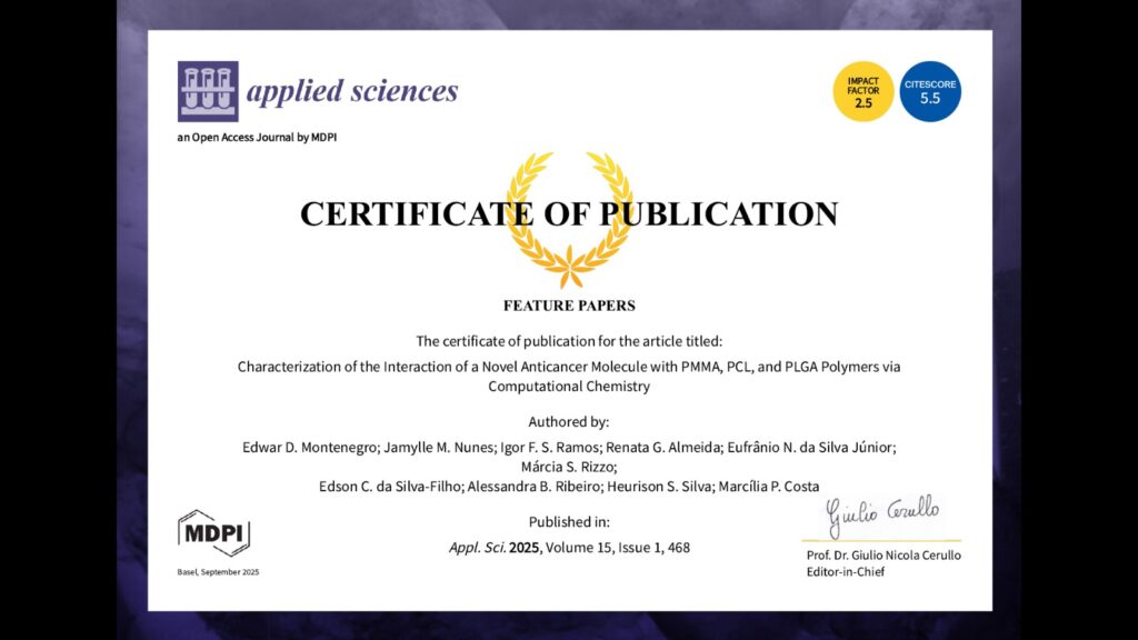 Pesquisa destaque na revista Applied Sciences